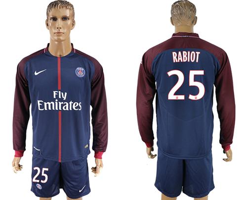 Paris Saint-Germain #25 Rabiot Home Long Sleeves Soccer Club Jersey - Click Image to Close
